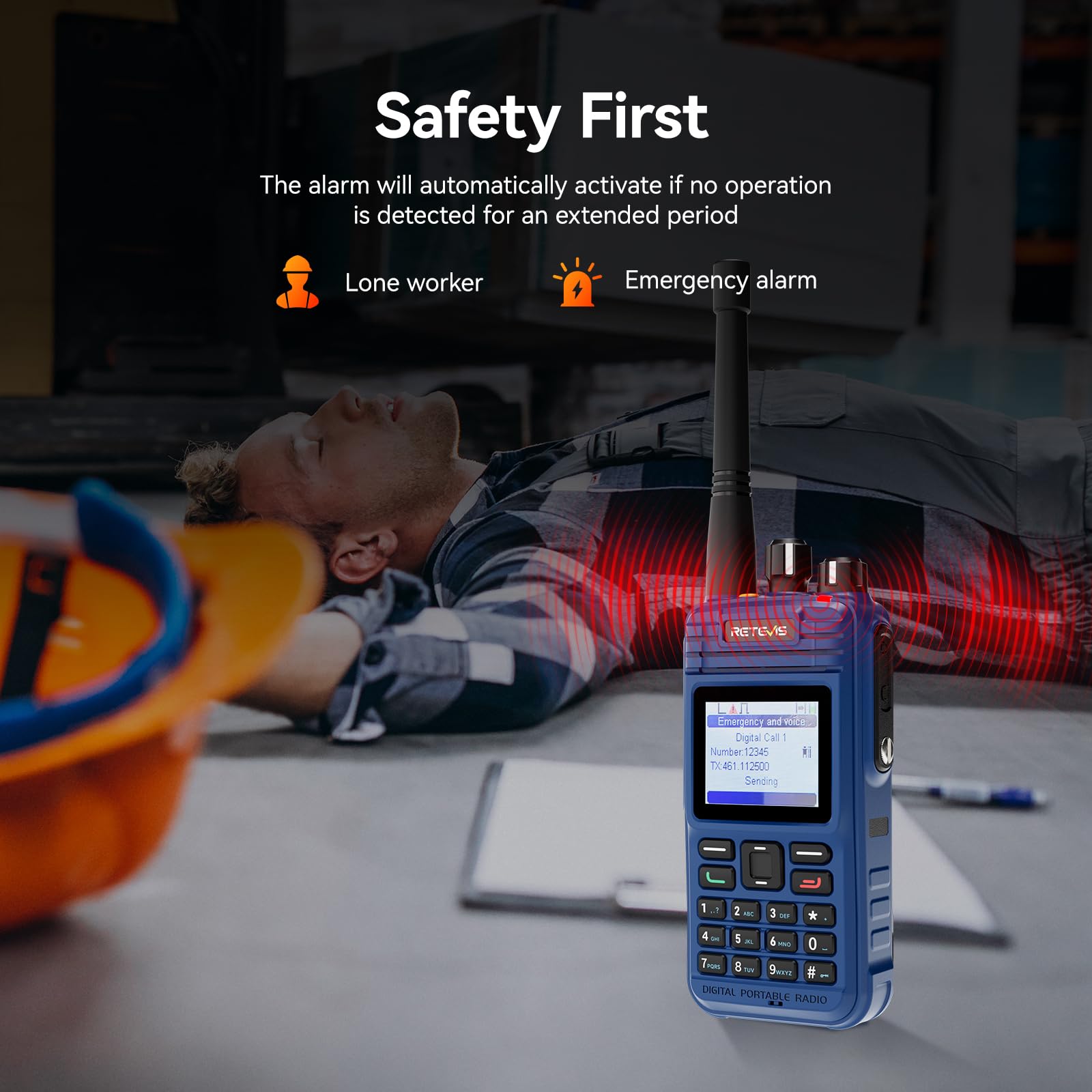 Retevis MateTalk E2 Radiotelefon Przeciwwybuchowy, Wodoodporny IP68, Radiotelefon DMR, 1500 mAh, Alarm Awaryjny, Komunikacja AES256, Krótkofalówki Atex dla Zakładów Chemicznych (Niebieski, 1 Szt.)