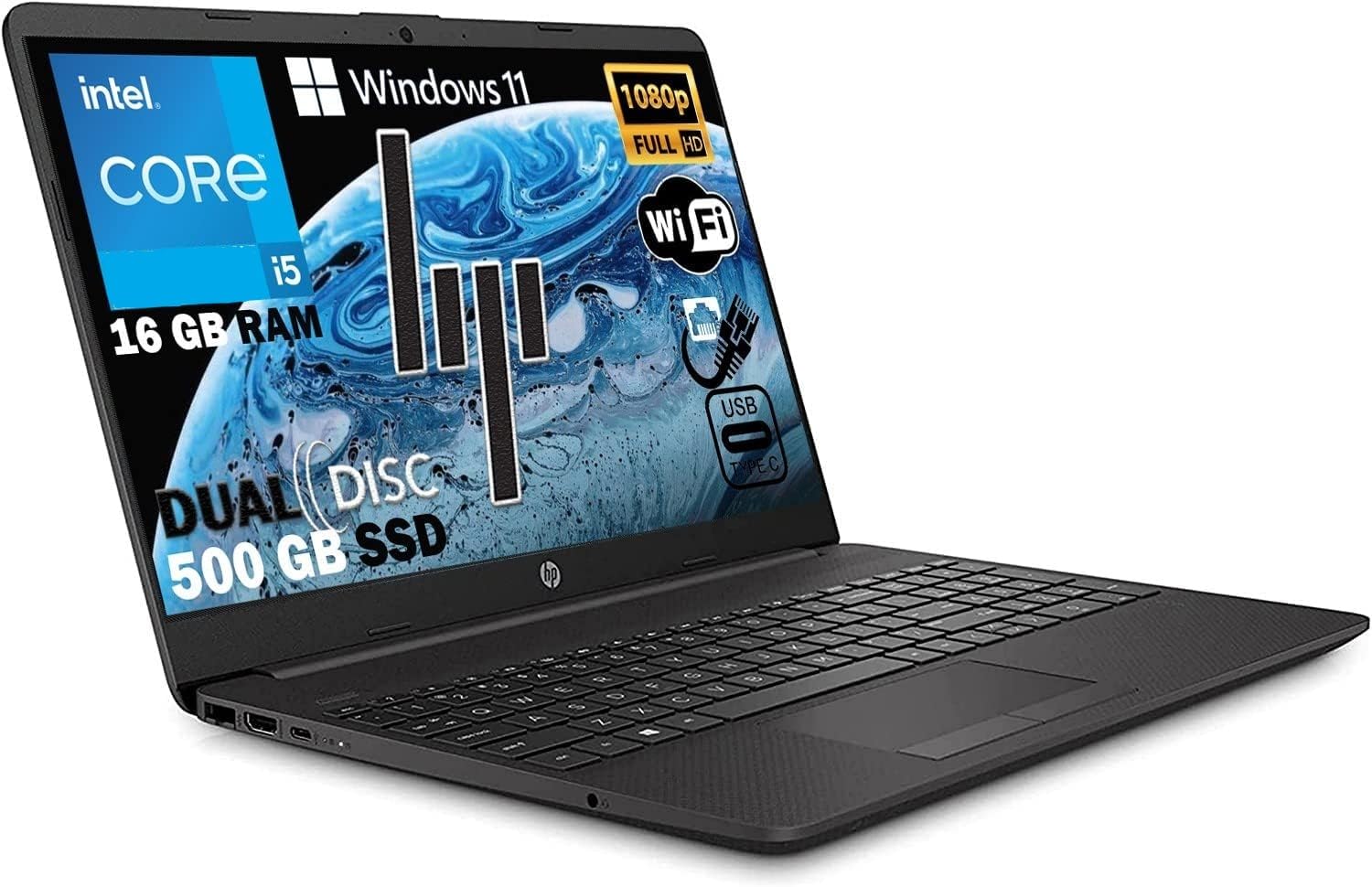 HP 250 G9 Notebook intel 10 core i5 13Th fino a 4,60Ghz, Ram 16Gb Ddr4,Ssd Nvme 512GB,Display 15.6" FULL HD,Pc portatile Windows 11