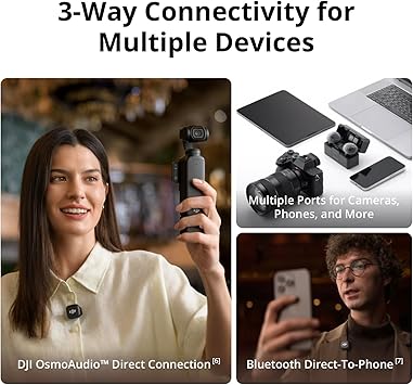 DJI Mic 3 (2 TX + 1 RX + Charging Box), Wireless Microphone for iPhone/Camera/Android, Ultra Lightweight, Adaptive Gain Control for Balanced Audio, Dual Band Interference Preventer, 28 Hours of Use, Vlog