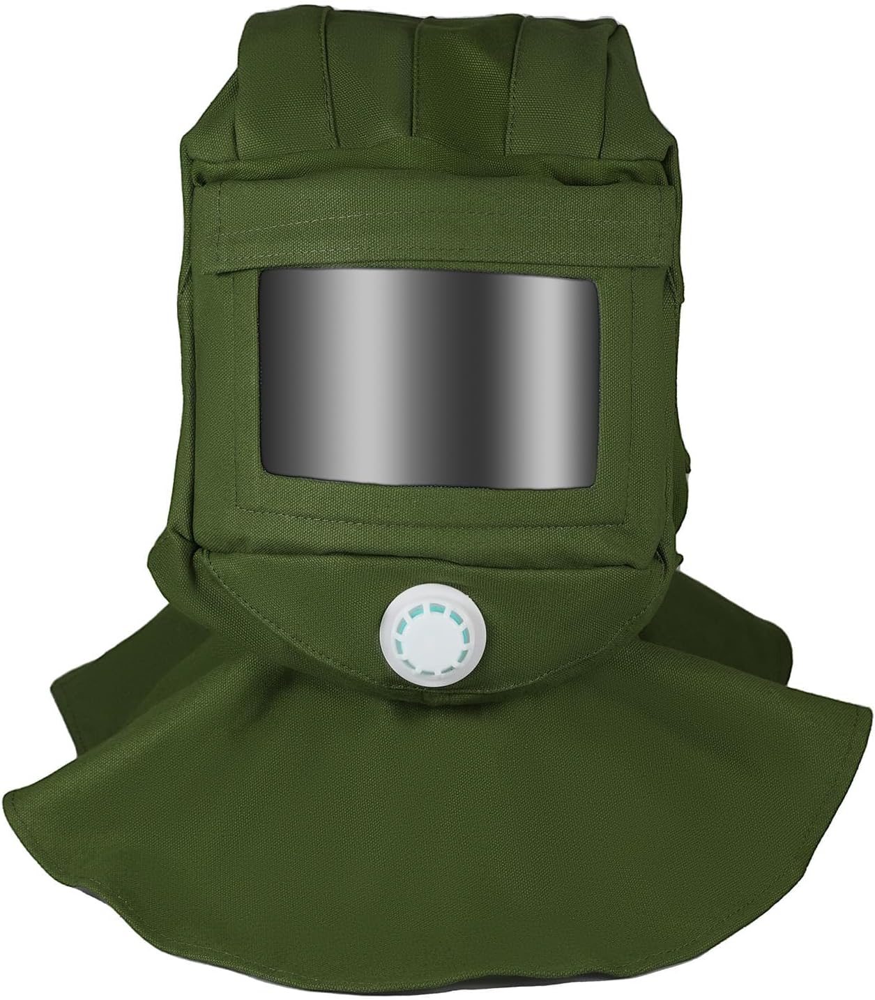 MAGIIN Sand Blasting Hood Cap, Shawl Cap Sandblasting Mask， Wind and Dust Protective Canvas Face Mask Tool (Green)