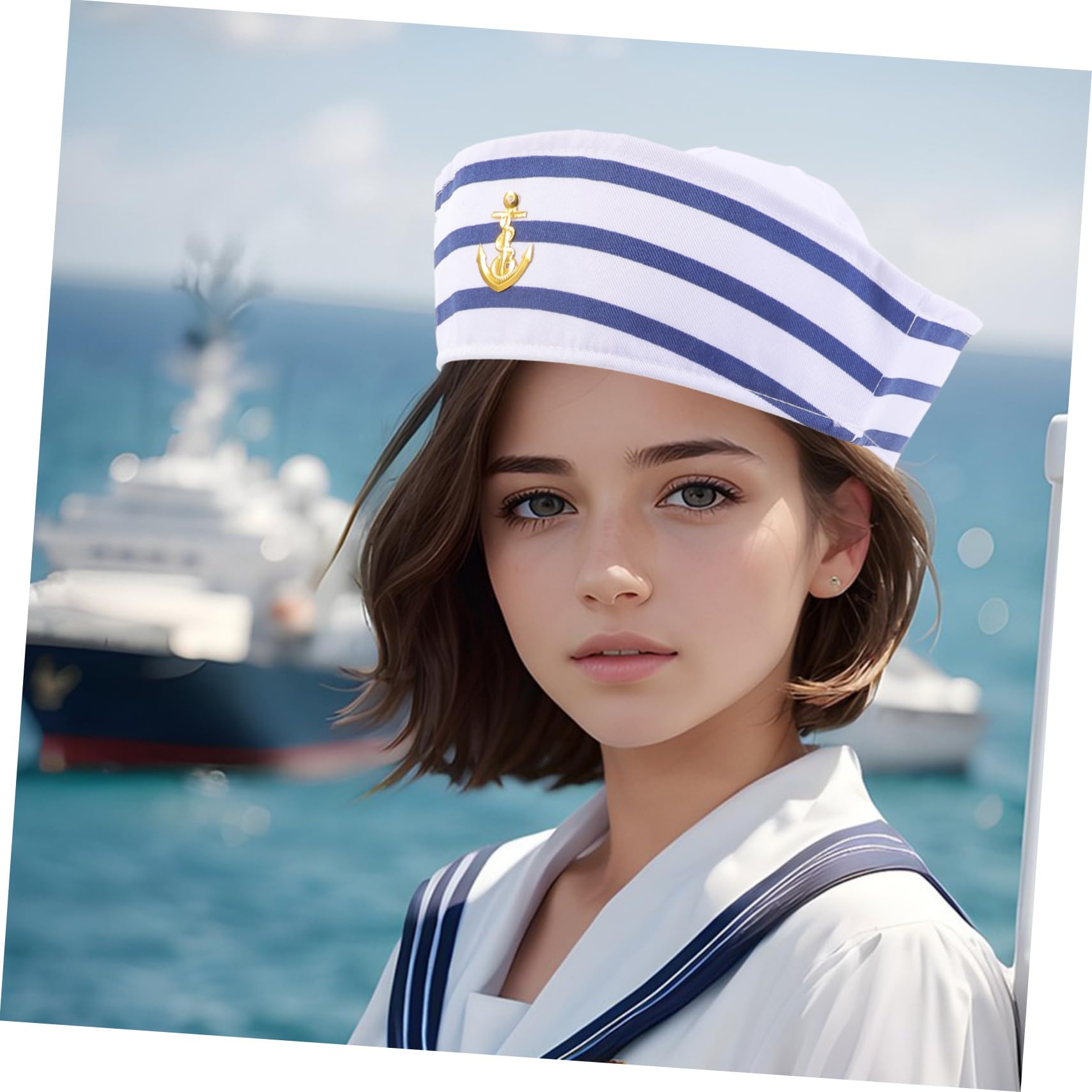 GAROZATION Sailor Captain Costume Hat Lightweight Portable Captain Hat Scarf Set for Outdoor Festival