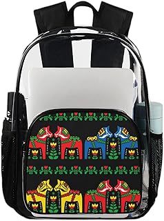 Mochila transparente de flor de cavalo colorida, mochila transparente à prova d'água de cavalo fofo, mochila transparente de PVC com alça de ombro reforçada para escola, trabalho, viagens, Multicor