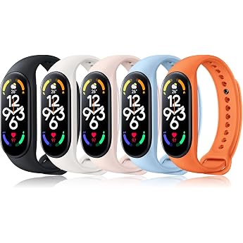 BANGTING Pack of 5 Wristbands Compatible with Xiaomi Mi Band 7 / Mi Band 6 / Mi Band 5 en Amazfit Band 5 Made Van TPU Replacement Strap for Mi Fit Band 7 Replacement Bands Miband 6 Bracelets