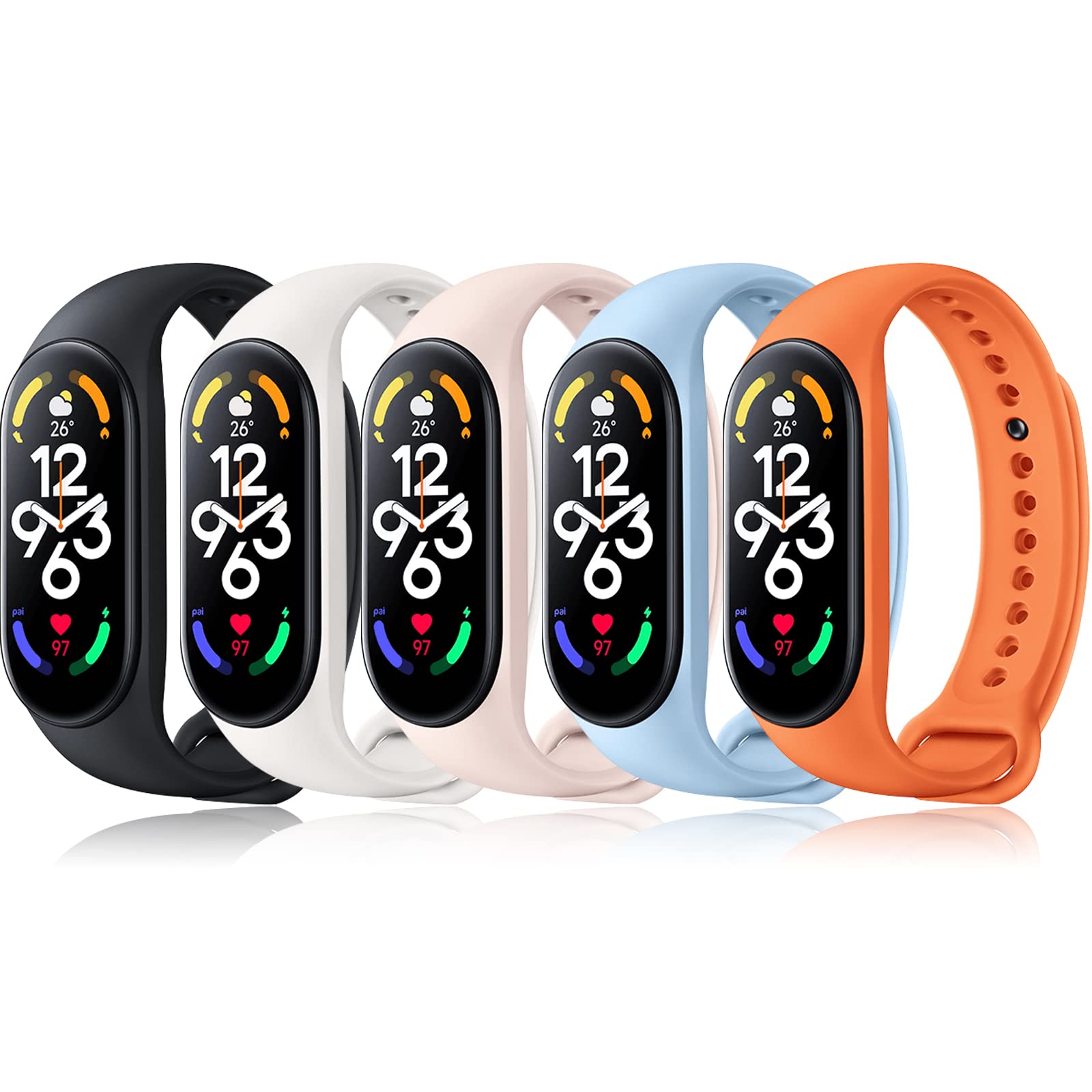 5 Cinturini In Nylon Per Xiaomi Mi Band 7/6/5/4/3 E Amazfit Band 5 | Colori Multipli | Regolabili Uomo Donna