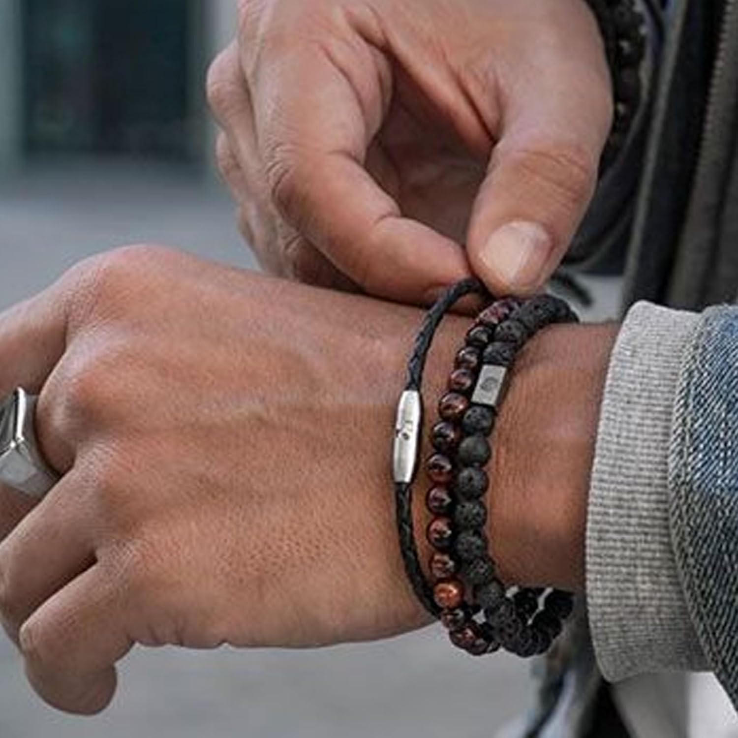 RANKEEF Tiger Eye Bracelet For Men 8MM Natural Stone Stretch Adjustable Black Crystal Beaded Bracelet for Men Women Gifts - Image 7