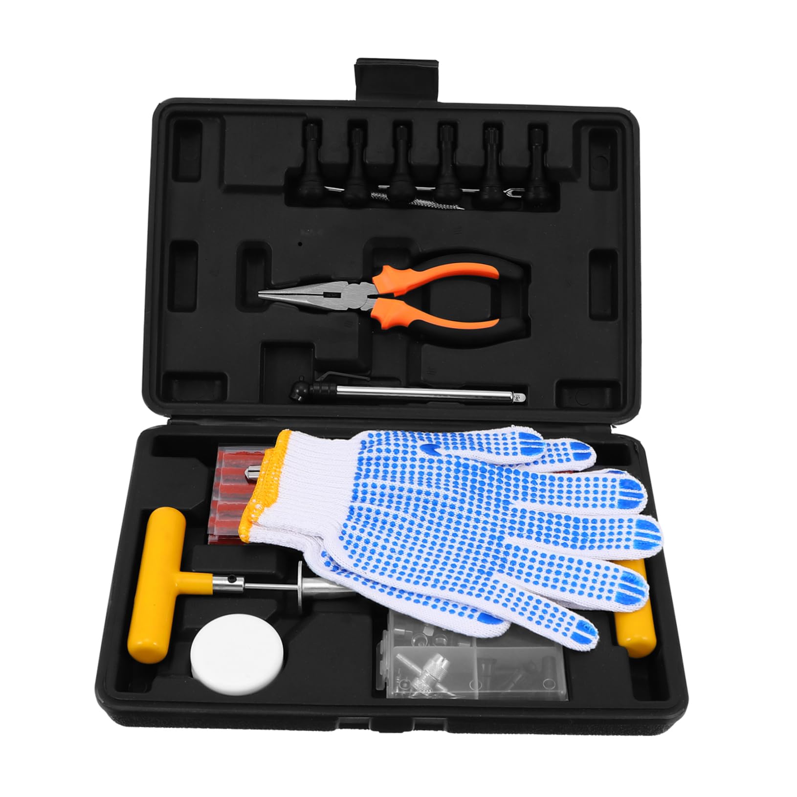 Kit de Reparación de Neumáticos Portátil de Emergencia 100 Piezas | Acero, Goma, Aleación de Aluminio y Plástico, Ligero y Portátil, para Reparación de Coche Momento