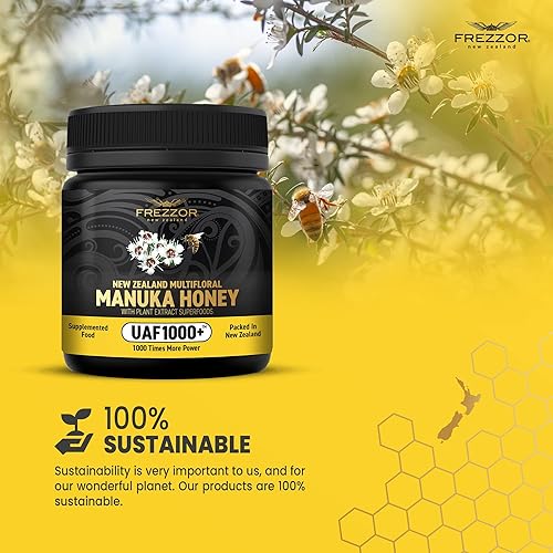 Miniatura 10 de FREZZOR Miel de manuka multifloral cruda de Nueva Zelanda con UAF1000 súper antioxidante 230 más bioactivo el mejor apoyo para el bienestar diario