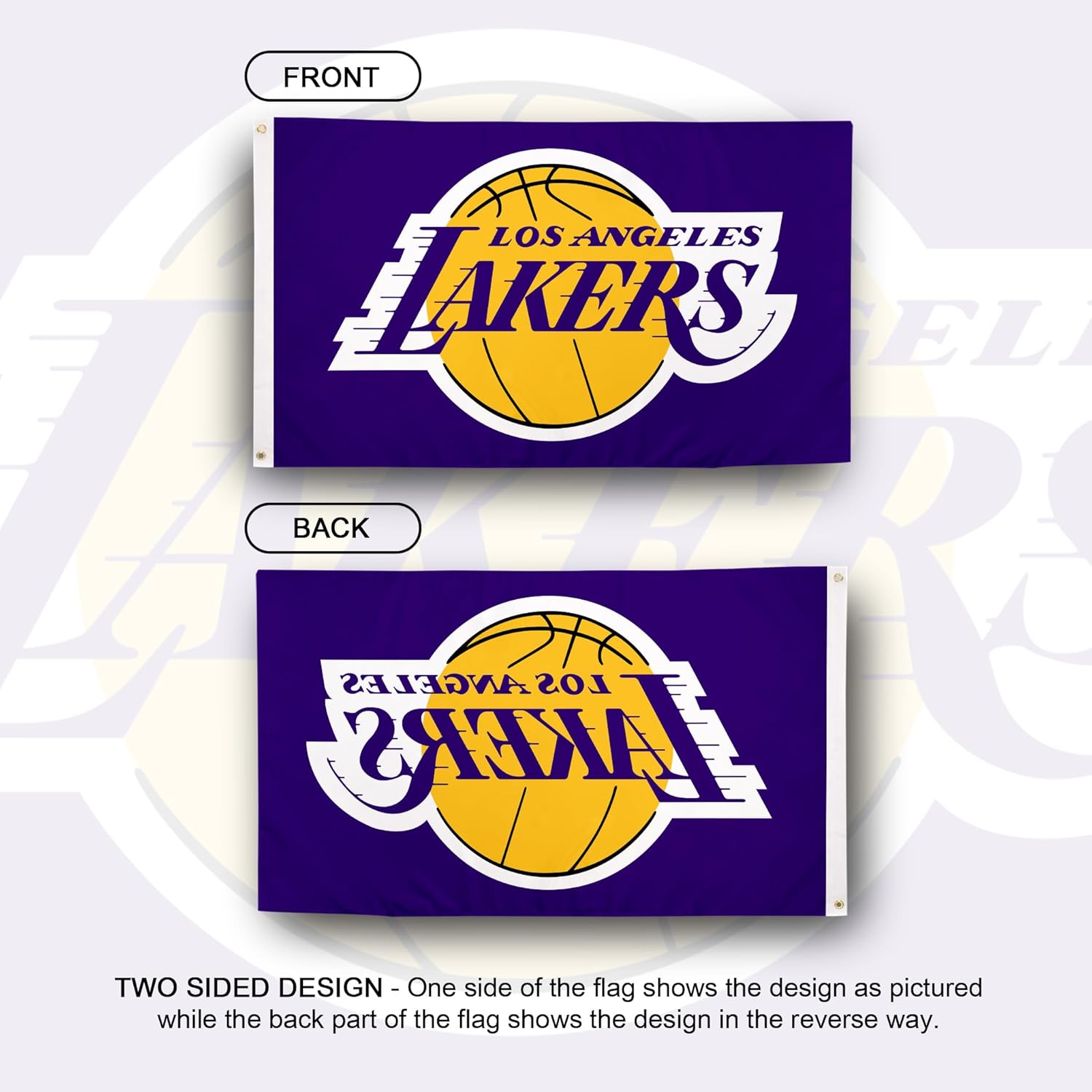 Desert Cactus Los Angeles Lakers Flag LA Lakers NBA National Basketball Association 100% Polyester Indoor Outdoor 3x5 feet Flags (Flag M) - Image 2