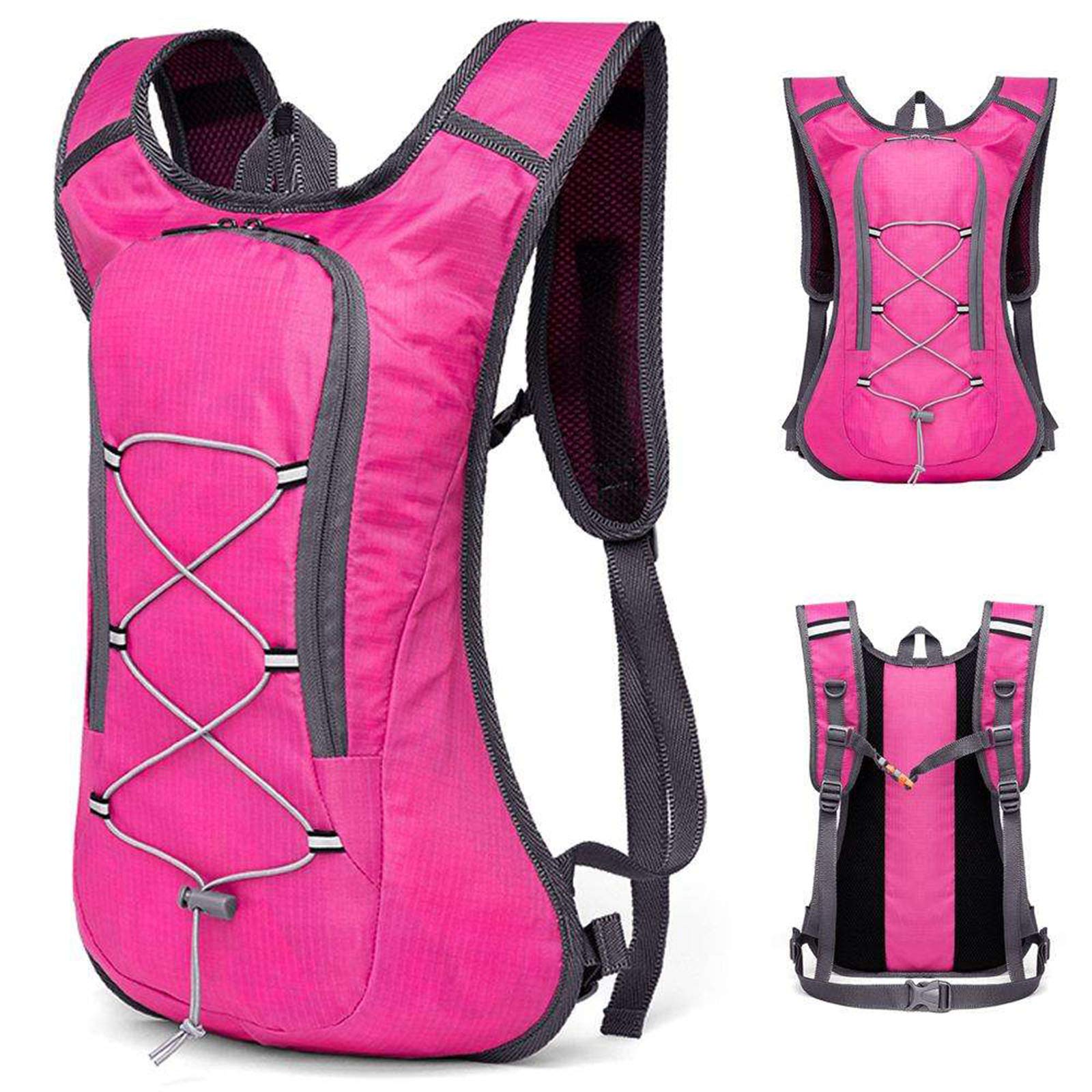 Sac à Dos VTT, Sac Hydratation avec Poche d'eau 2LSac à Dos Running Léger 8L pour Homme Femme pour Vélo VTT Randonnée Alpinisme Camping,Pink
