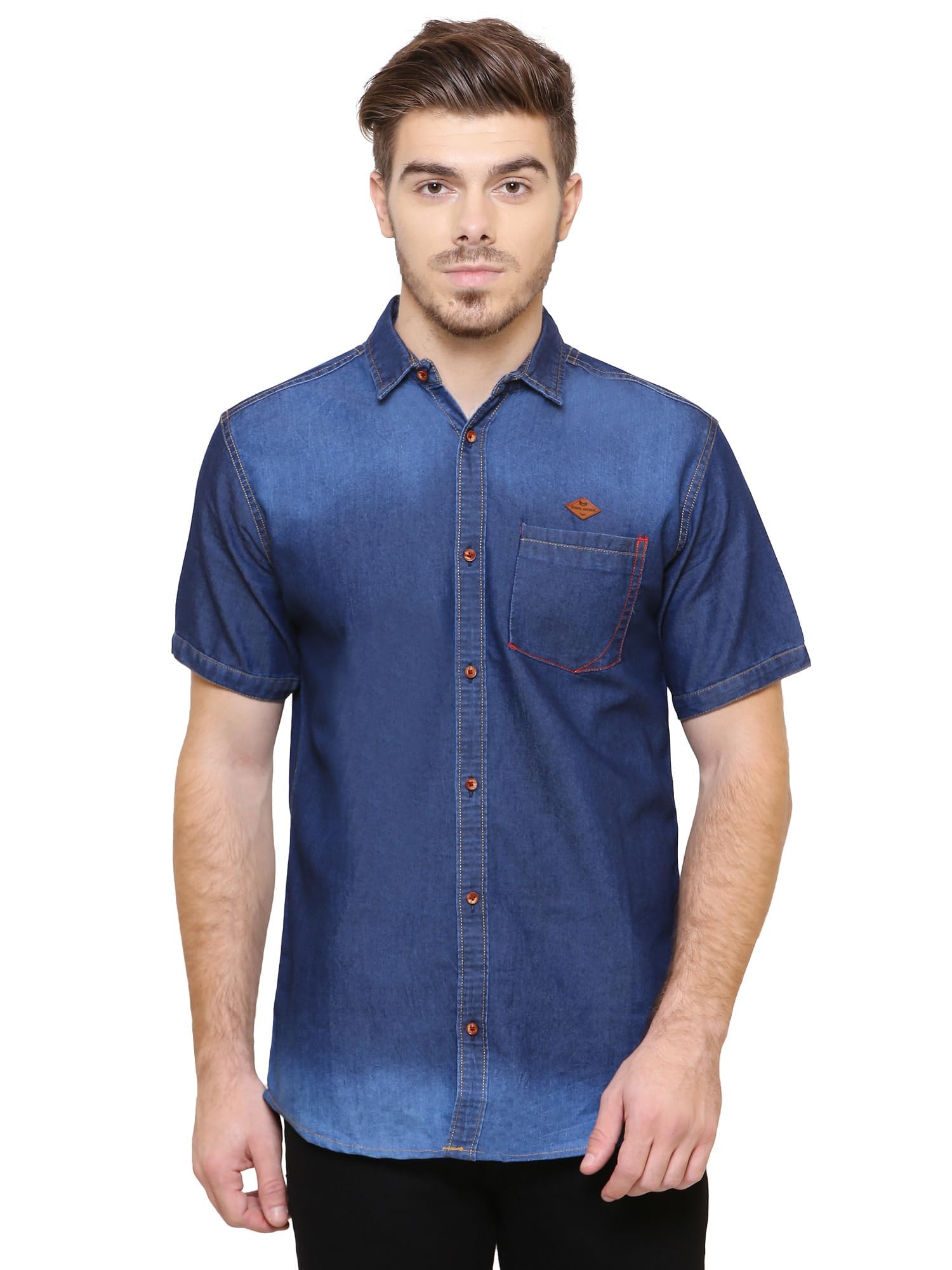 kuons avenue Men's Half Sleeve Smart Casual Denim Shirt | Jeans Shirt for Men | Half Sleeves | Regular Fit | Spread Collar-picture-10