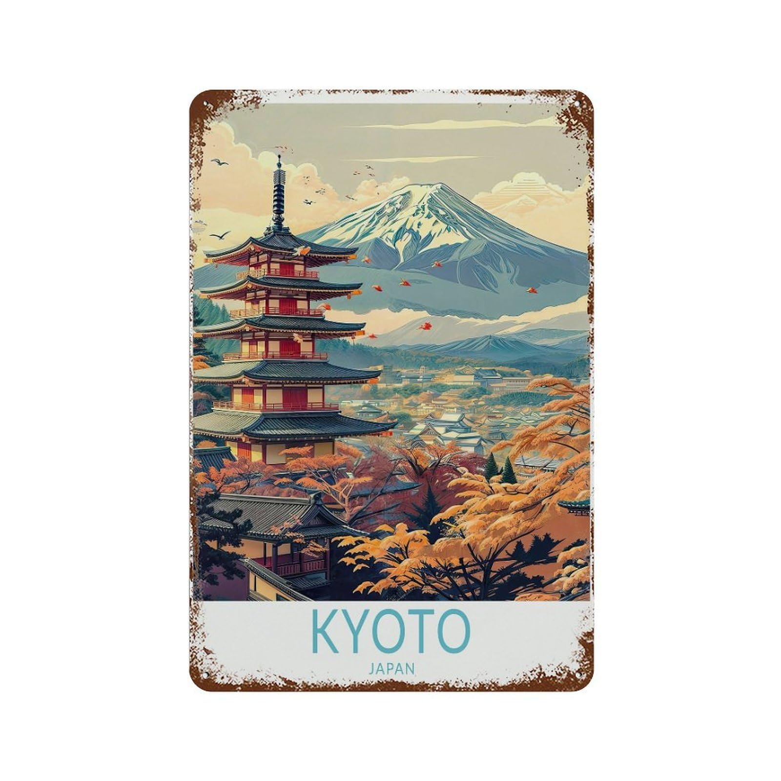 xiaoxiaoshen Kyoto Japan Travel Japanese Cityscape, City Birthday Present Wall Decor Art Metal Tin Poster Modern Home Decor Art Home Bar Shop Decorations Vintage Sign 30x20cm
