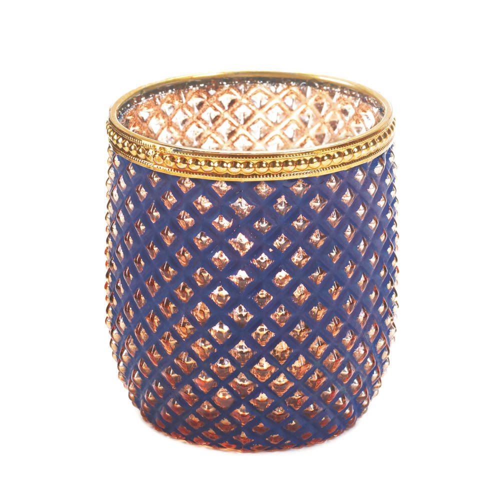 Purple Glass Candle Holder Iron Tealight Votive Lamp