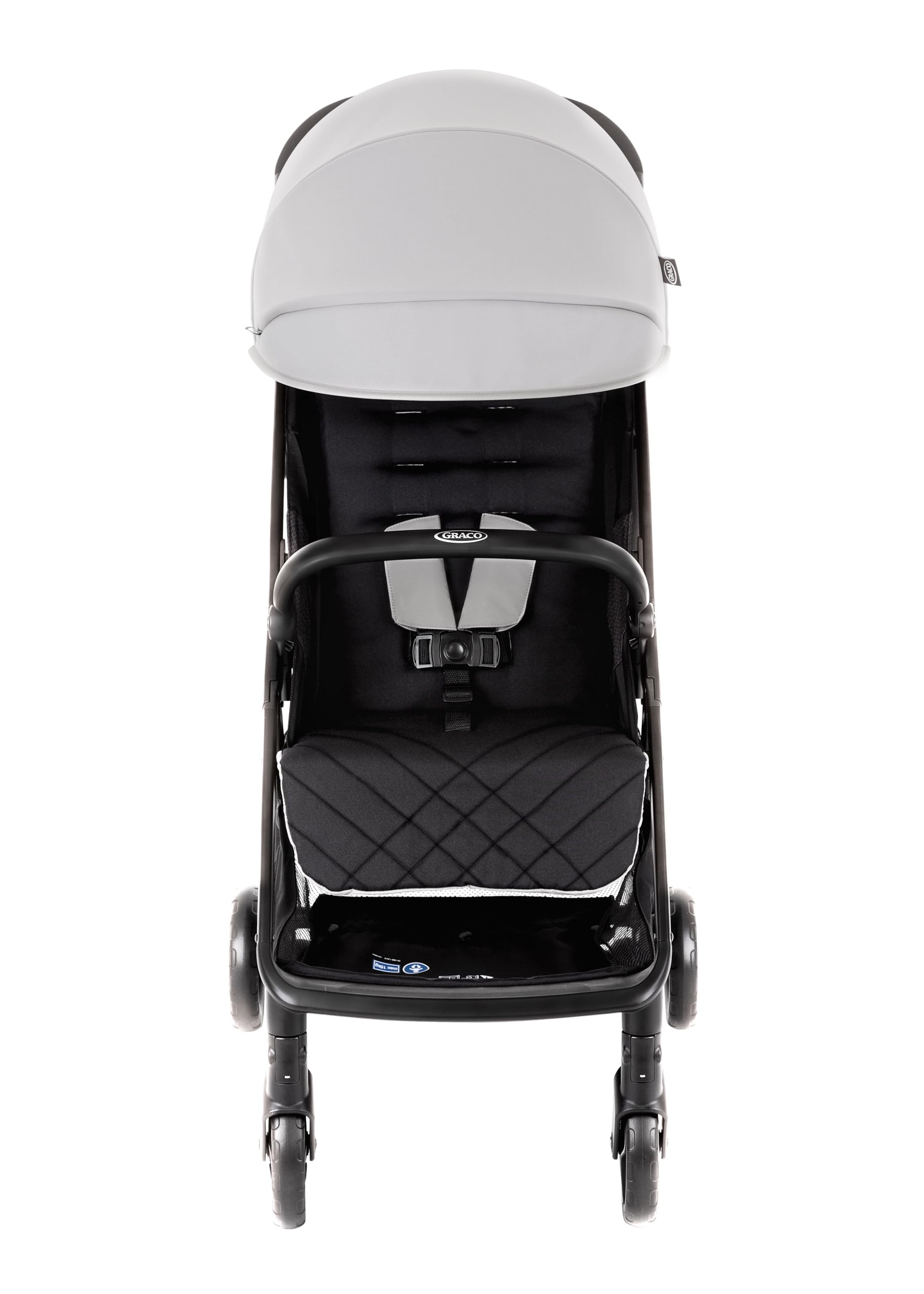 Graco Myavo Poussette de voyage légère avec pliage rapide, de la naissance à environ 4 ans (0-22 kg), se plie rapidement, tient debout une fois pliée, habillage pluie inclus, gris, Steeple Gray