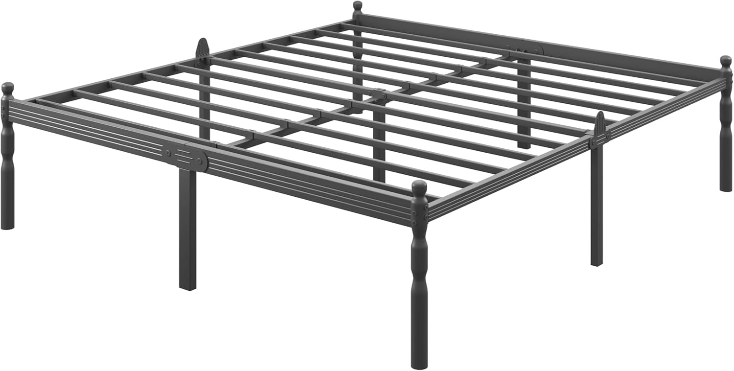 18 Inch King Bed Frame, Heavy Duty Metal Platform with Anti-Slip Design to Prevent Mattress Sliding, Storage Space, No Box Spring Needed, Easy Assembly