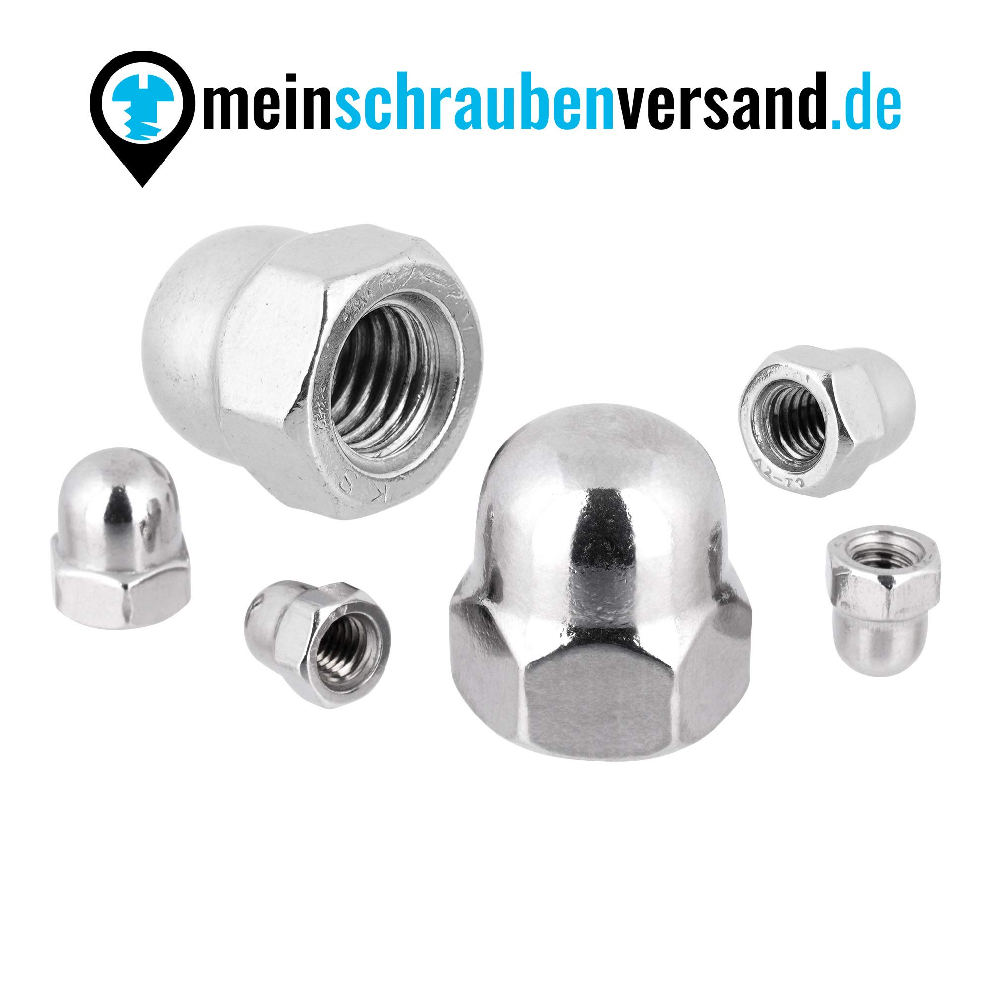 Hutmuttern Sechskant M12 hohe Form DIN 1587 Edelstahlmuttern A2 Kappenmuttern Sechskantmuttern cap nuts M12 100 Stück