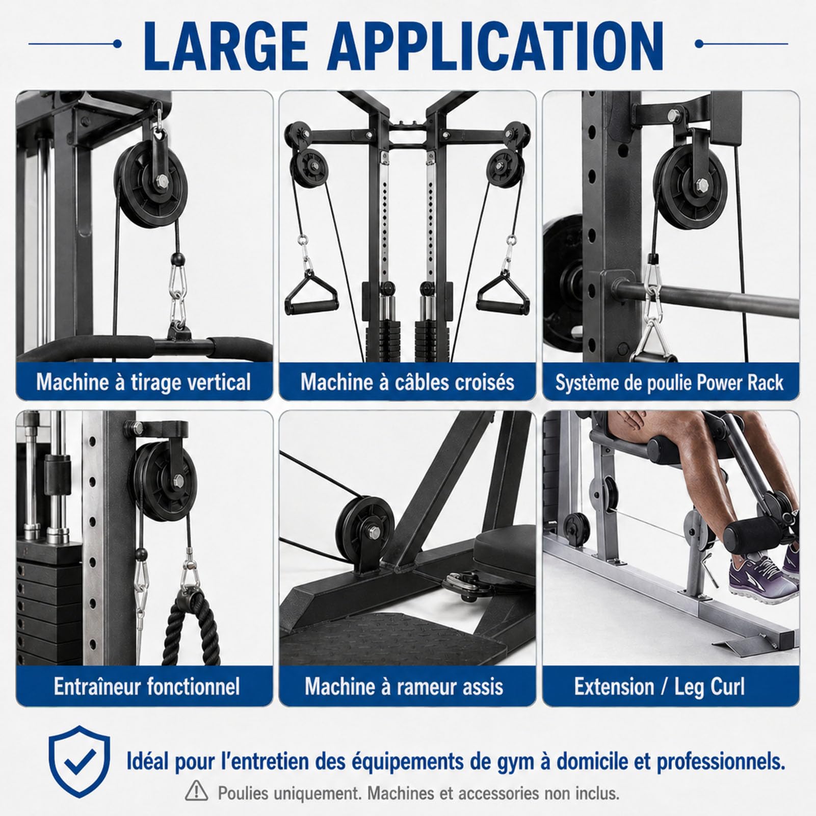 Poulie Musculation 90mm Lot de 6 Poulies Câble Fitness Machine avec Roulement (Remplacement Silencieuse Plastique Résistant Home Gym)