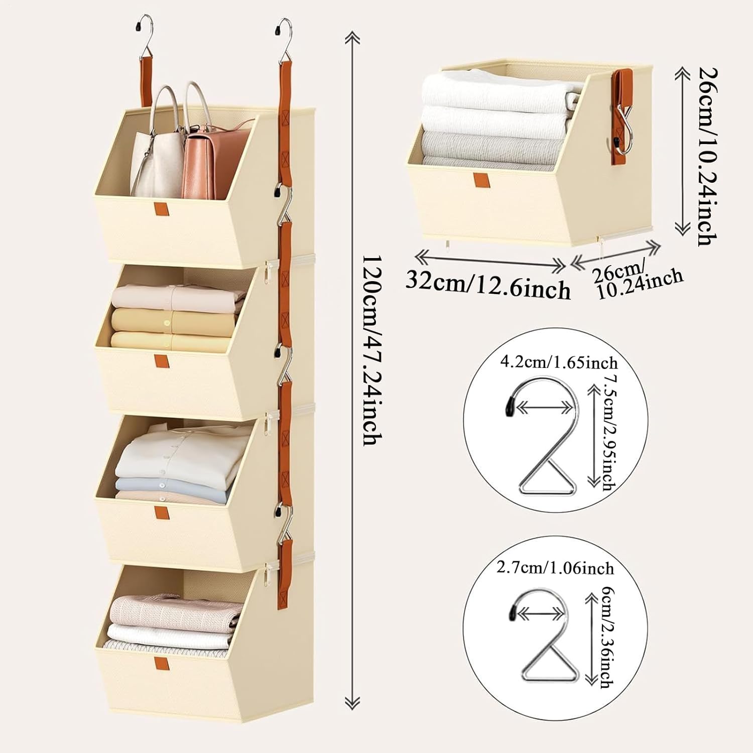 Over the Door Organizer, 4-Tier Toy Organizer, Clothes Storage Shelves, for Apartment Renters Bedroom Dormitory Nursery Office Garage Shoes Bags Socks Towels