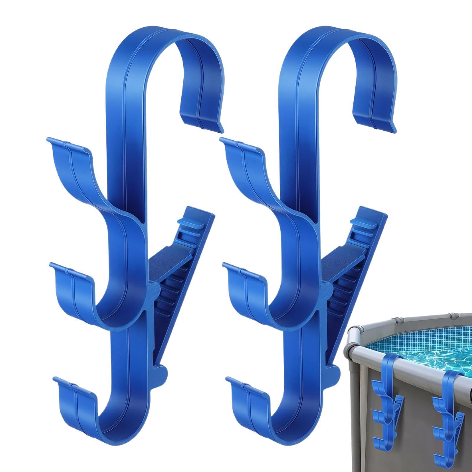 Percha para poste de piscina para solucionar el desorden de limpiafondos y rastrillos