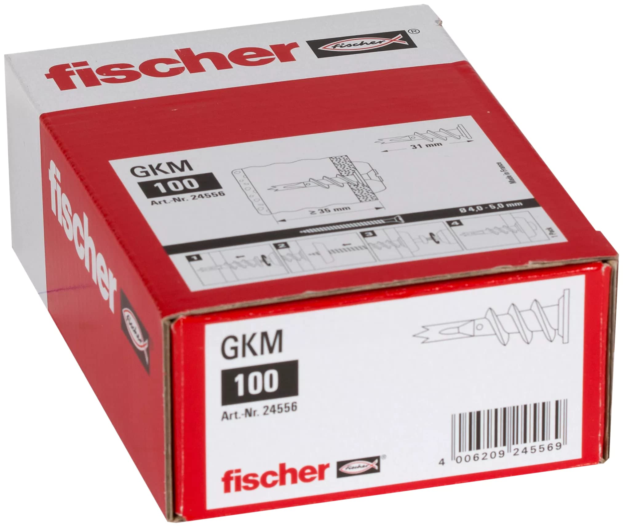 Fischer GKM 100x Tasselli per Cartongesso Autofilettanti in Metallo, Non serve pre-foro, 24556