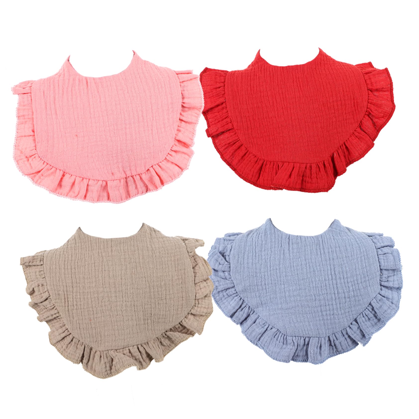 4 piezas Baberos de Algodón Impermeables para Bebés Baberos para Niñas Diseño Ligero y Práctico