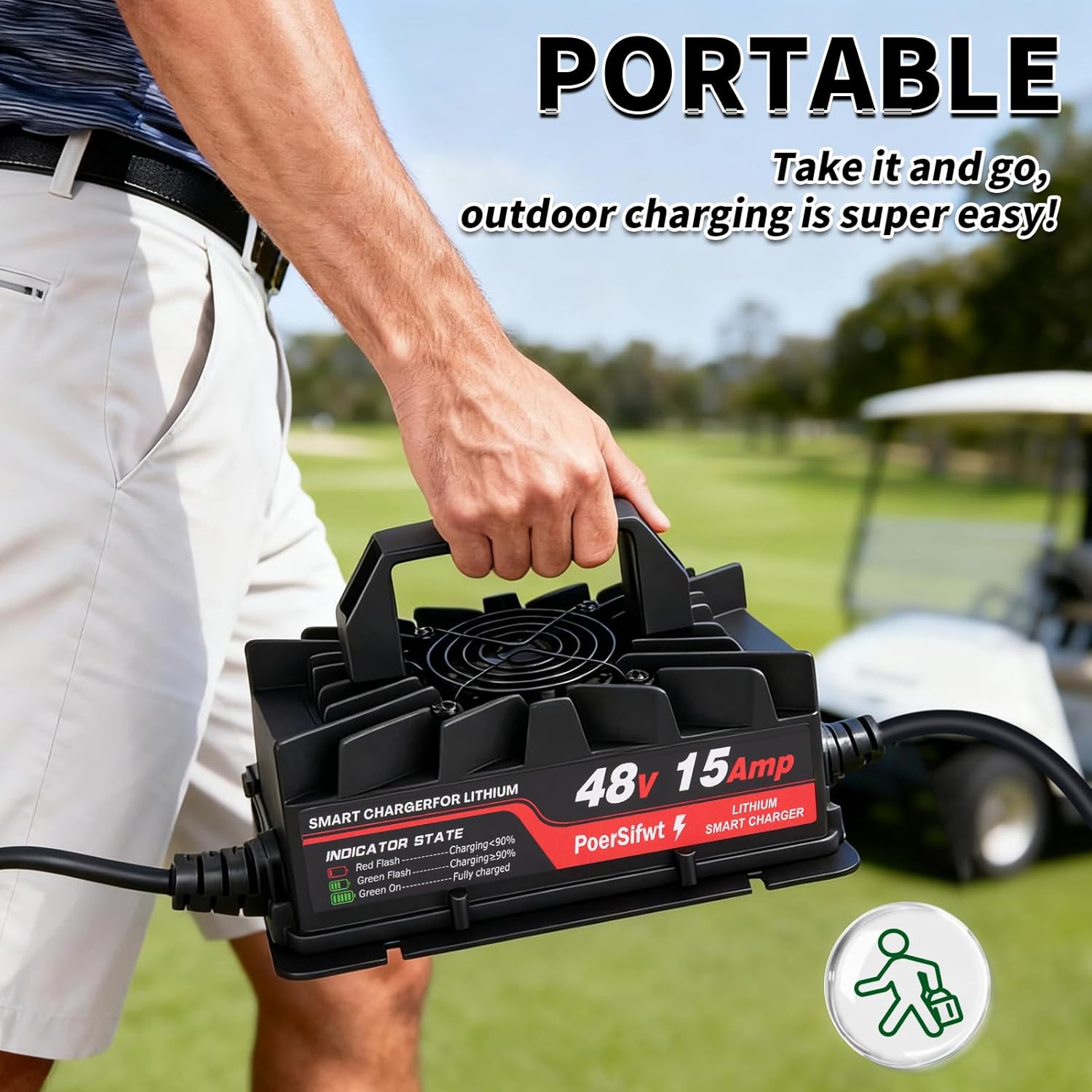 58.4V 15A Lithium Battery Charger for 48V Lifepo4 Battery Packs with Waterproof M8 Connector, LED Indicator, 6 Protections, Fast Charging, for Forklift & Solar Storage - Image 7