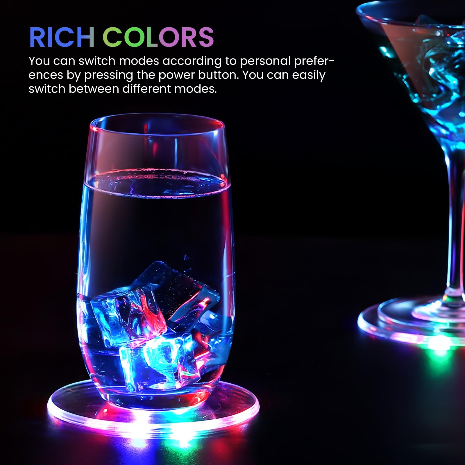 12 Stück Bunte LED-Untersetzer – Acryl-Untersetzer Mit 7 Farben & 3 Lichtmodi – Coole Beleuchtung Für Partys, Bar, Hochzeit
