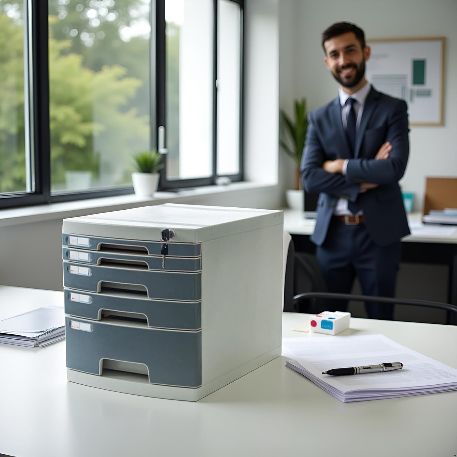 Raccoglitore a 5 strati con blocco multistrato per archiviazione sicura dei documenti in ufficio, formato A4/lettera, ideale per casa, scuola e ufficio