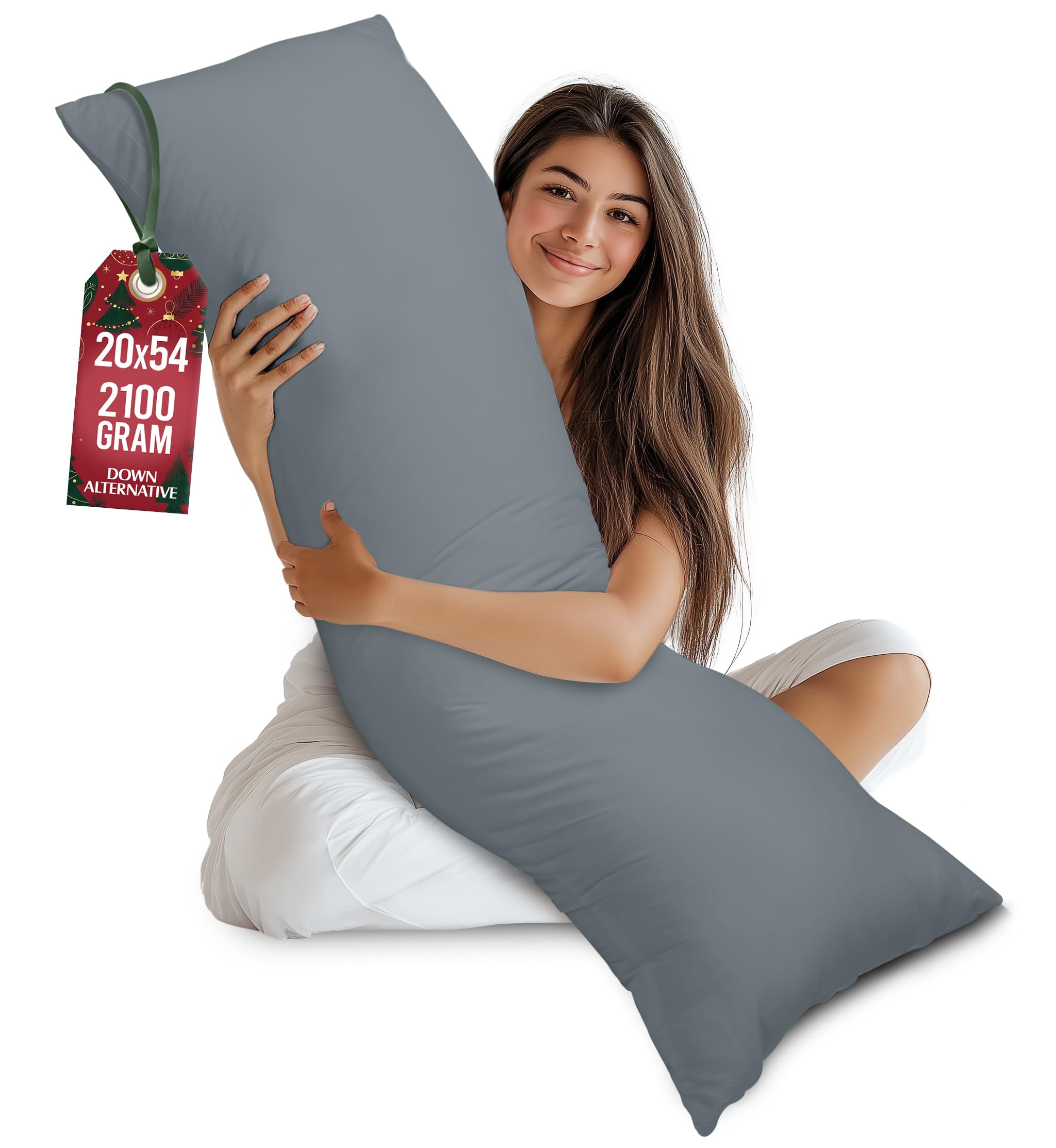 Utopia Bedding Full Body Pillow for Adults (Grey, 20 x 54 Inch), Long Pillow for Sleeping, Large Pillow Insert for Side Sleepers
