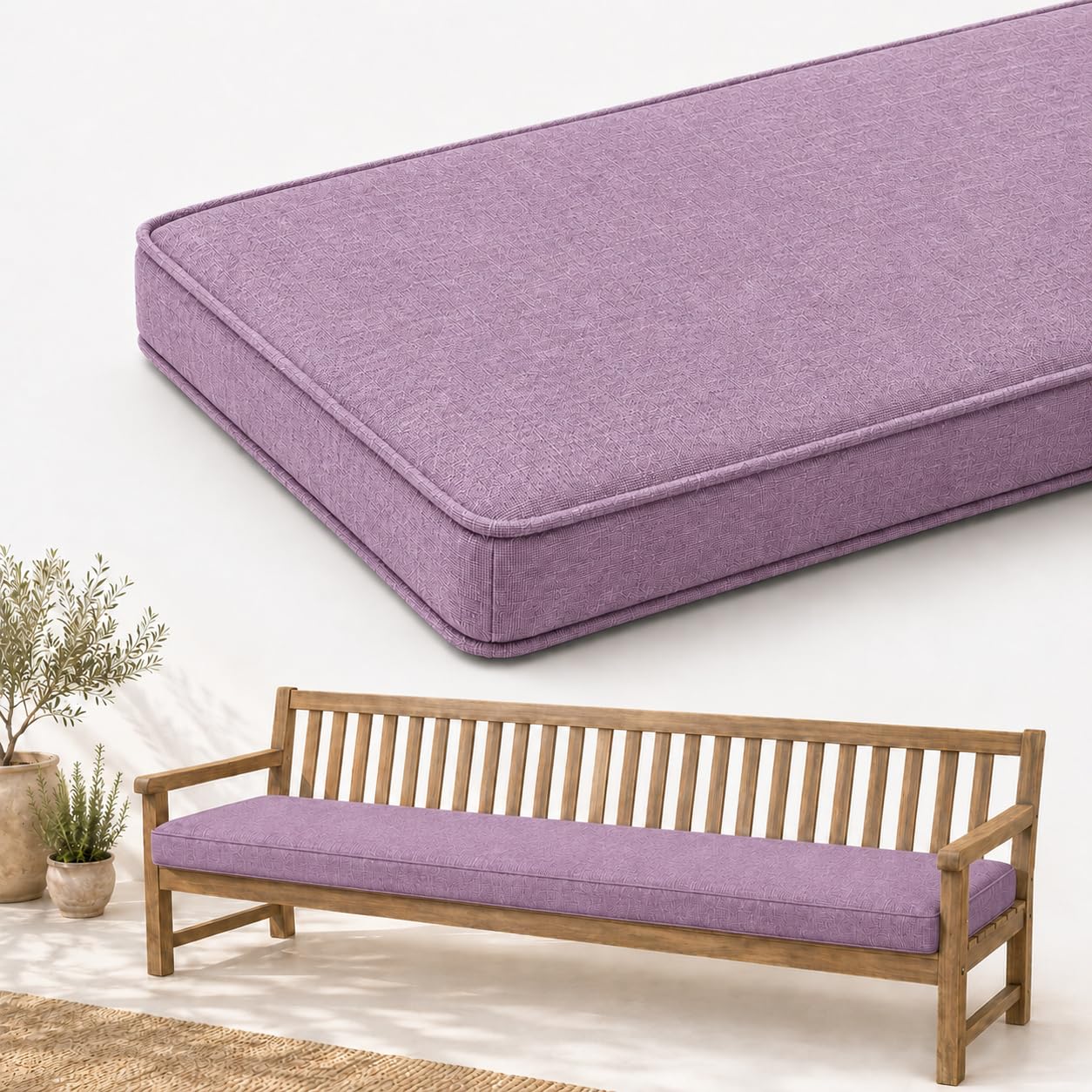 AZMAHT Linen Bench Cushion Indoor - Comfort Seat Pad for Dining Bench Window