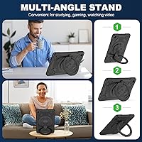 Vista 5 de Funda para Samsung Galaxy Tab A9+/ A9 Plus de 11 pulgadas 2023 con protector de pantalla con soporte giratorio de 360°, correa para el hombro, funda