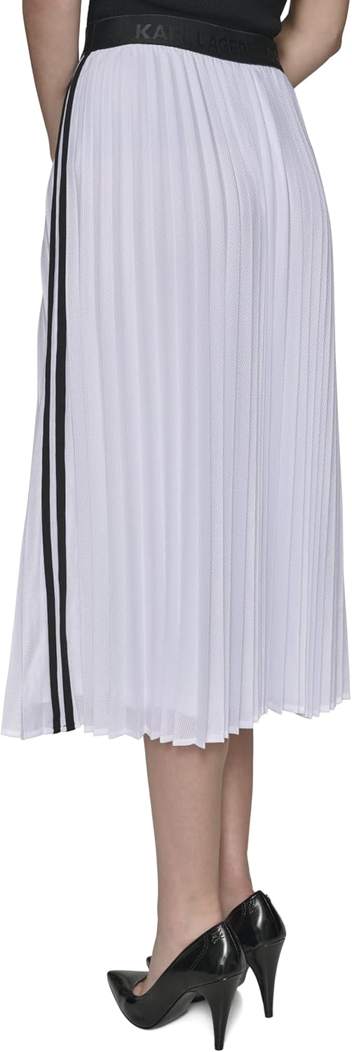 Karl Lagerfeld Women's Pleated Mesh Everyday Midi Skirt