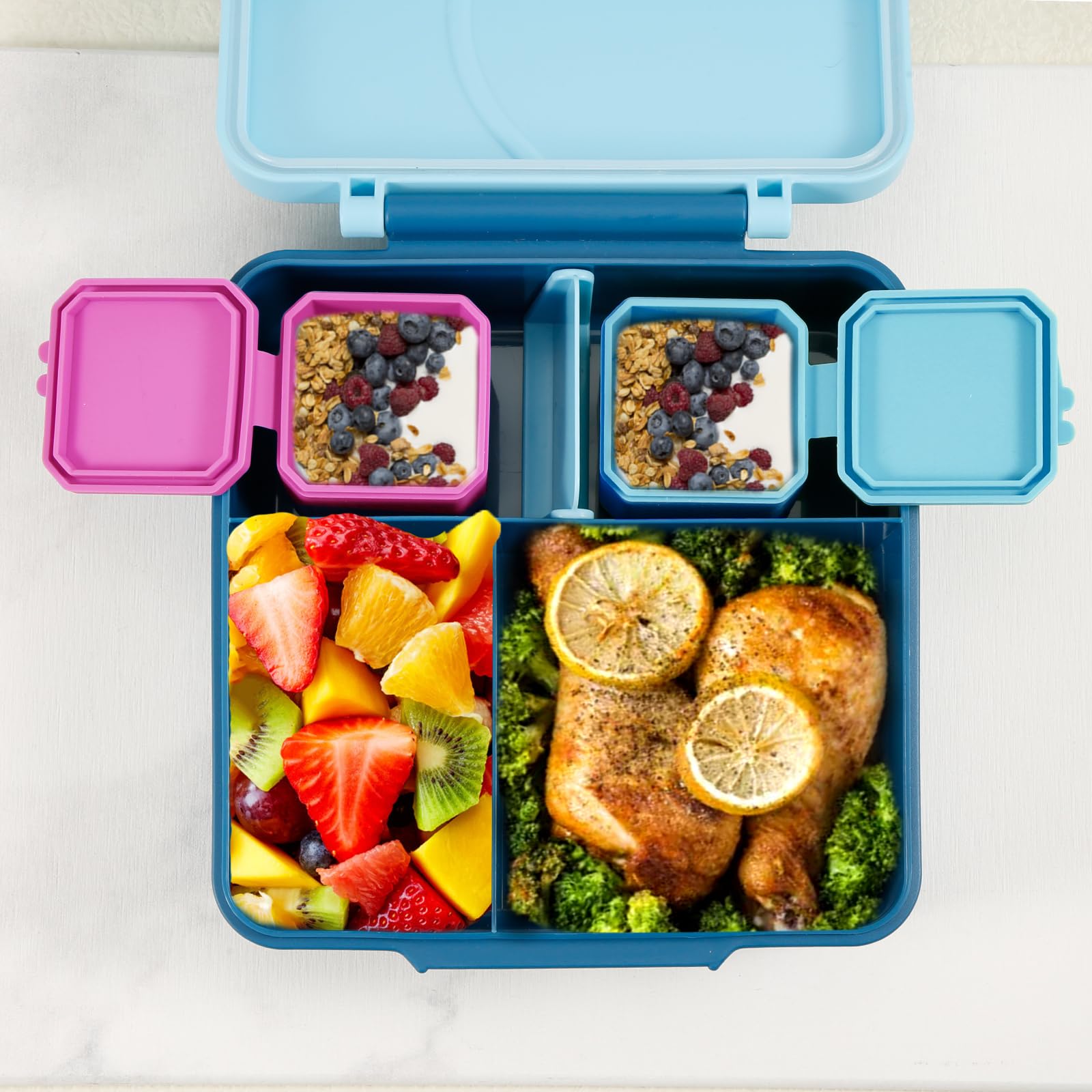 Silikon Snack Container 3 Stück - Doppelfach Lebensmittelbehälter