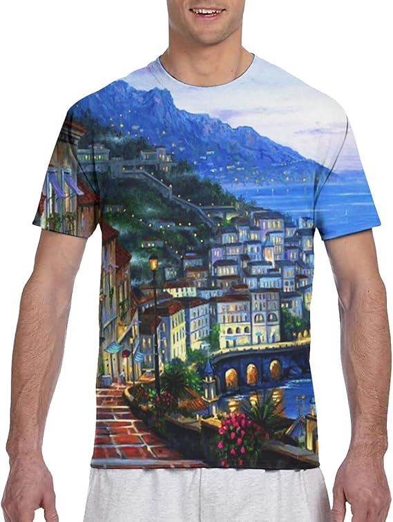 Amazon Co Jp 夏服 メンズ Tシャツ 半袖 トップス カジュアル ロングtシャツ ゆったり おしゃれ クルーネック ティーシャツ 創意 デザイン おもしろ 3dプリント 夜景 ファッション
