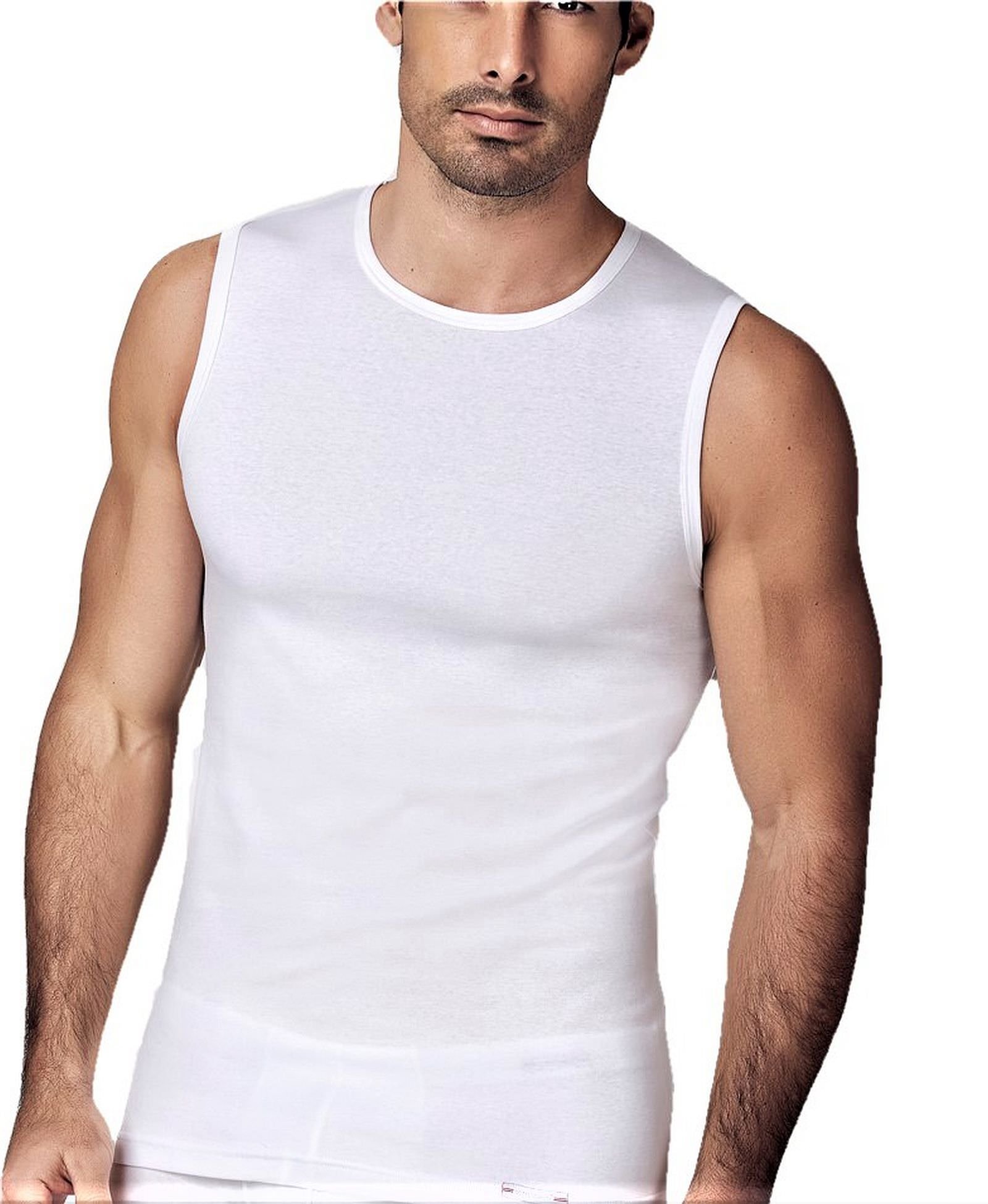 Nottingham Confezione N. 2 Maglia Uomo Girocollo Smanicato Cotone Costina BIELASTICA - Morbidezza ed Aderenza. Disponibile nei Colori Bianco o Nero