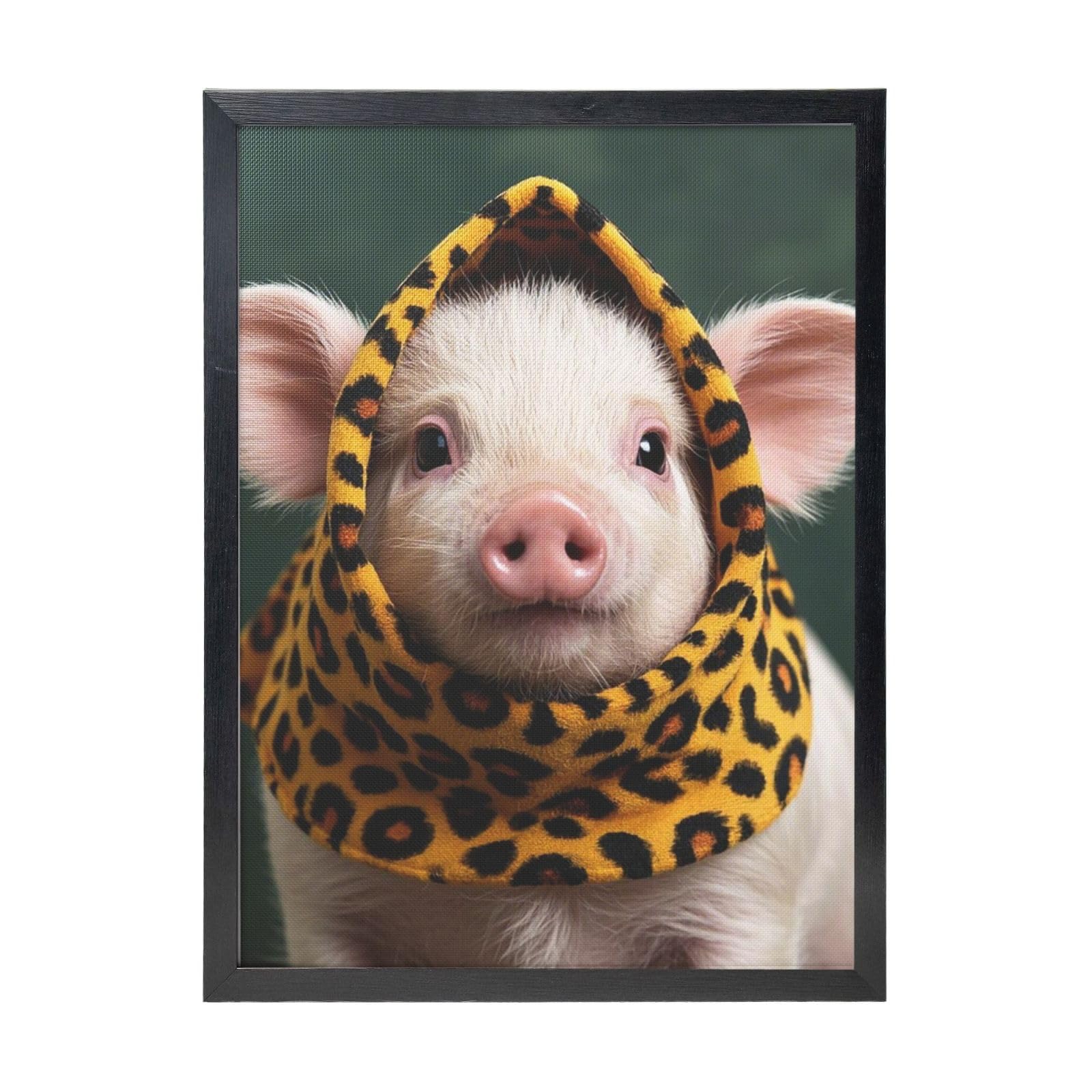 Framed Wall Art - Decorative Canvas Painting Funny cute piggy Pictures Poster Aesthetic Modern Prints Artwork for Bedroom Office Wall Decor Ready To Hang 12x16 in