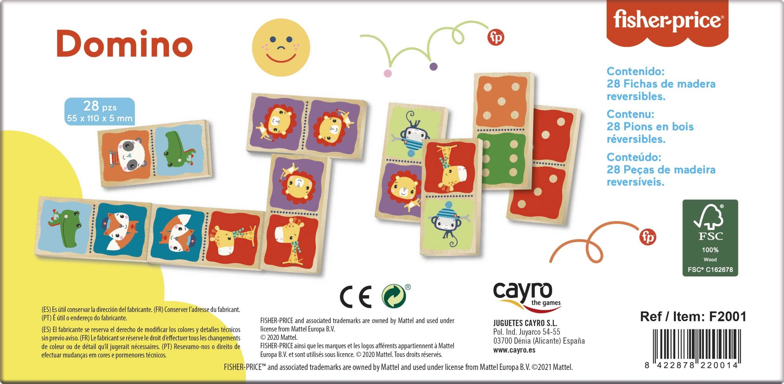Cayro - Domino Reversibile per Bambini - Domino in Legno - Disegni di