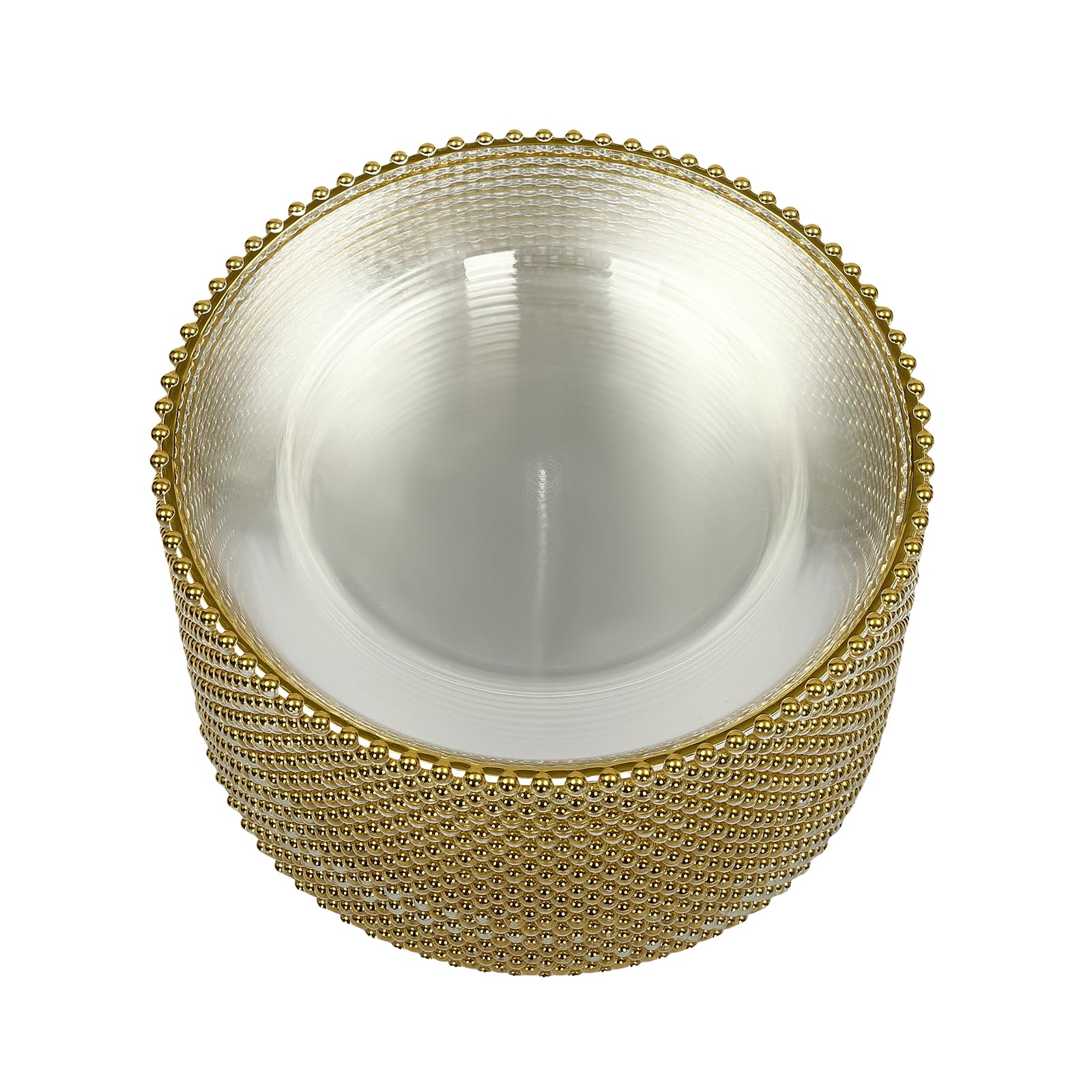 25 Pcs Clear Charger Plate Set with Gold Rim 12 Inch Round Plastic Table Charger Stackable Dinner Charger Plate Plastic for Banquets, Weddings, Parties, Dining Table Decorative Plates