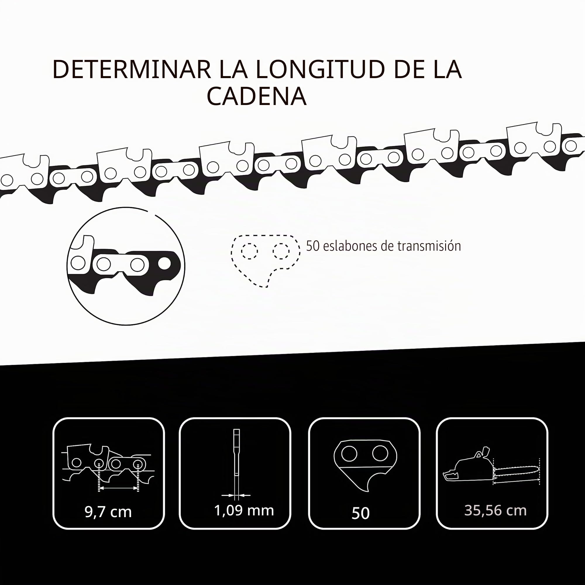 3 tallox cadenas de sierra 3/8" 1,1 mm 50 eslabones 35 cm compatible con Stihl