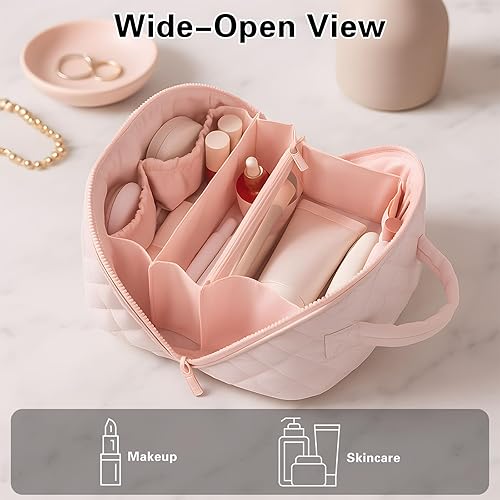 Miniatura 2 de Bolsa de maquillaje de viaje, bolsa de maquillaje acolchada para mujer, organizador de cosméticos impermeable, organizador de maquillaje, bolsa de