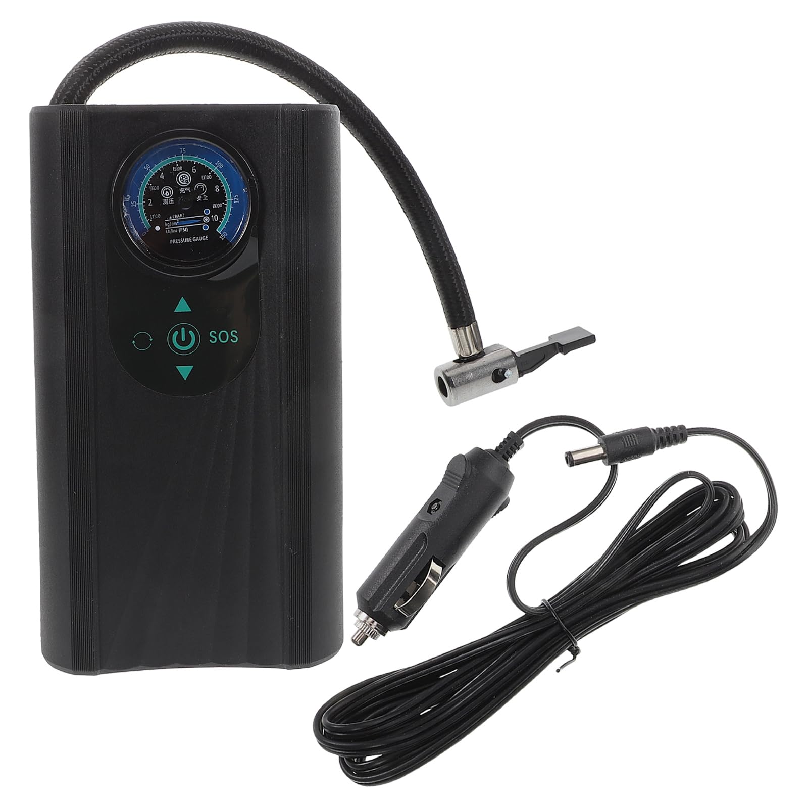 SOLUSTRE Elektrische Reifenluftpumpe mit Manometer Tragbarer Luftpumpenkompressor für Auto Fahrrad Motorrad und Ballaufpumpen Einfach zu Bedienen Tragen