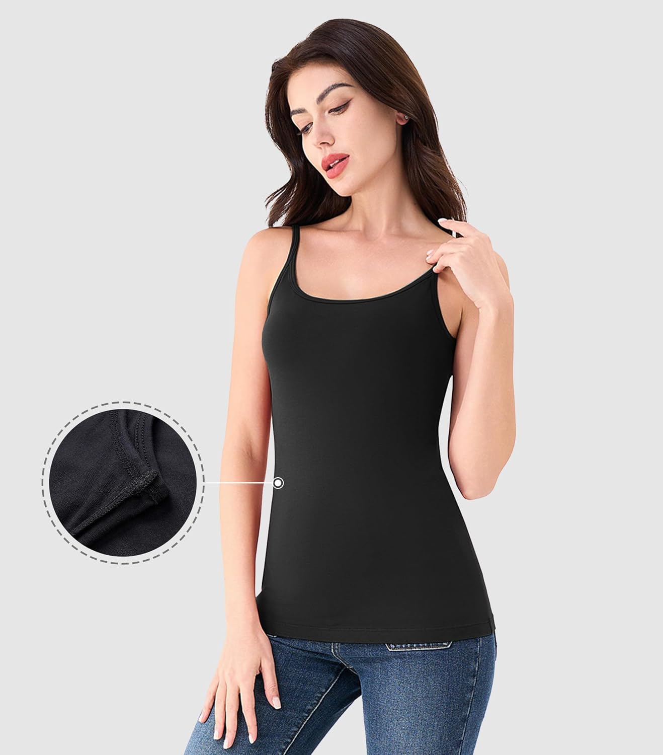 DAVID ARCHY Women's Cotton Camisole Tops Long Tank Top for Women 3 Pack