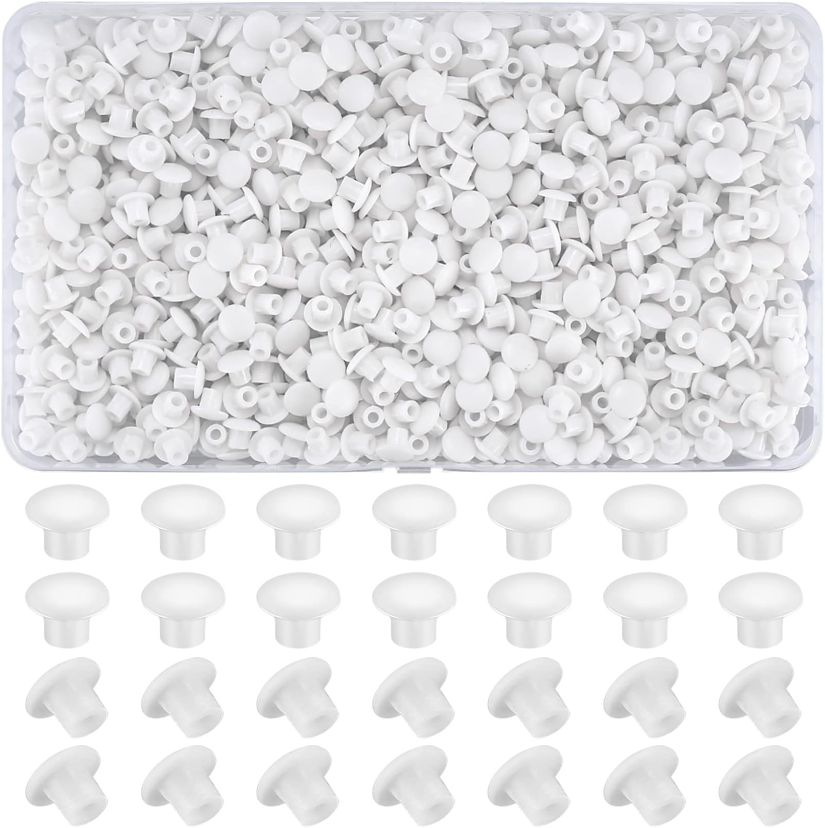 800 Pcs 5mm Drill Hole Cover Caps, Plastic Hole Plugs, Round Button Plugs Screw Holes Caps Covers, Drilling Cover Plug for Furniture Kitchen Cabinet Cupboard Shelves Wardrobe Bookcase - White