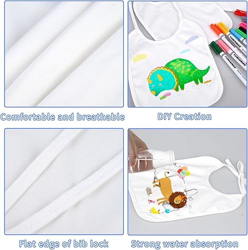 Miniatura 3 de GOLDGE Deslumbra en Baby Showers con un kit de decoración de baberos de bricolaje de 44 piezas. 24 baberos, 6 plantillas, 14 marcadores (24 baberos)