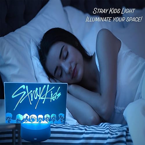 Miniatura 3 de Kpop Stray Kids Merch, luz nocturna LED USB con sensor táctil, 7 colores y 2 modos de flash con caja de regalo para mesita de noche Kpop,