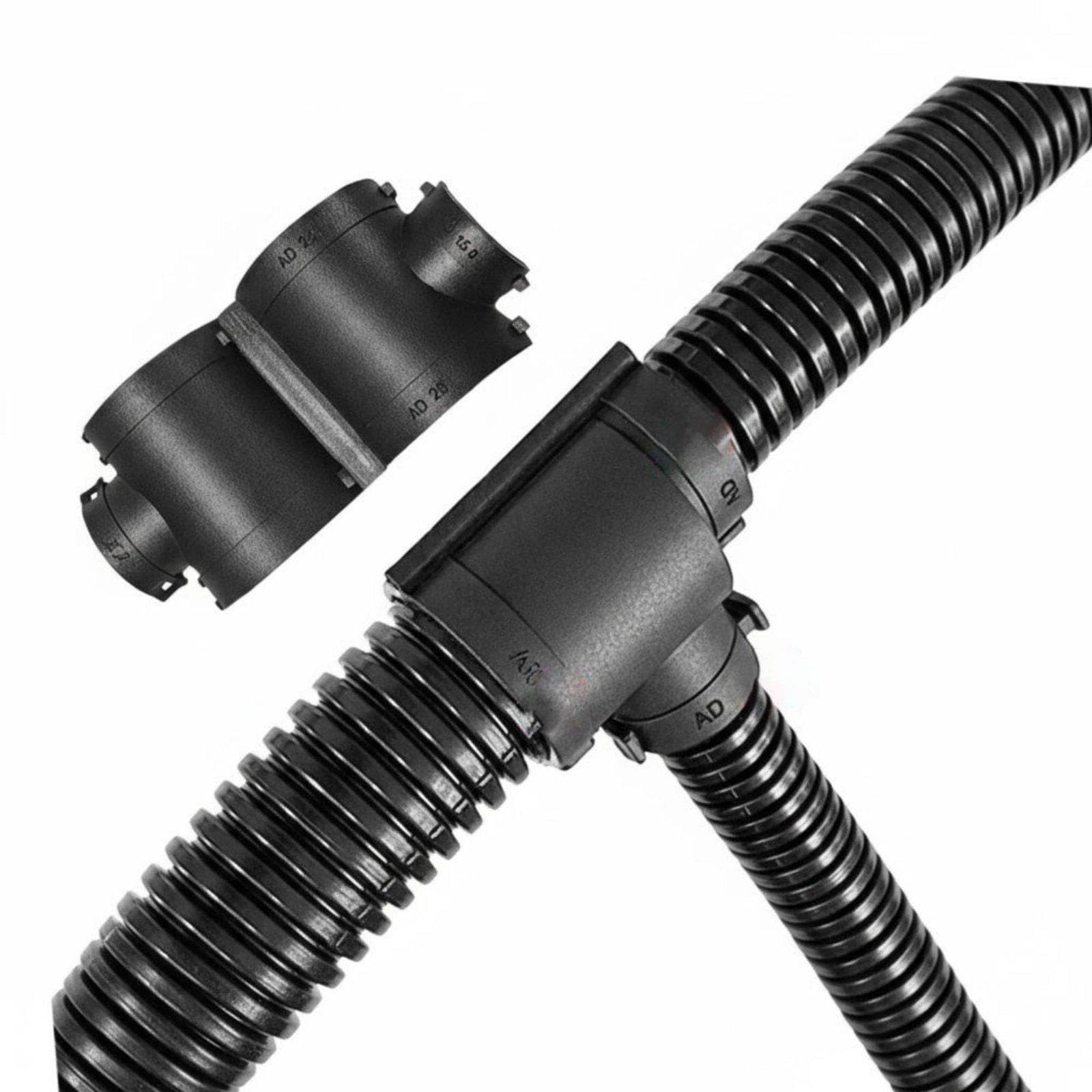 Nylon Corrugated Pipe Connector Retardant Openable Conduit T-Fitting Fasten-Fit Closure Corrugated Tubing T-Joint for Automotive, Workshop, Garage Ad15.8*10*15.8 Reducing T-type|Business-image-26