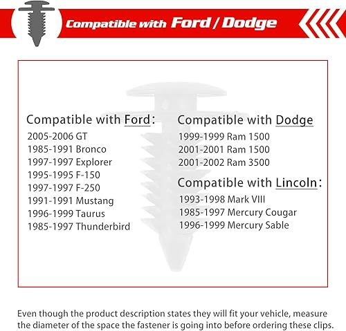 Vista 26 de OTUAYAUTO 100 clips de revestimiento de guardabarros, repuesto para Dodge Avenger 08-14, Challenger 08-15, Jeep Grand Cherokee 05-15, cierre de Clip