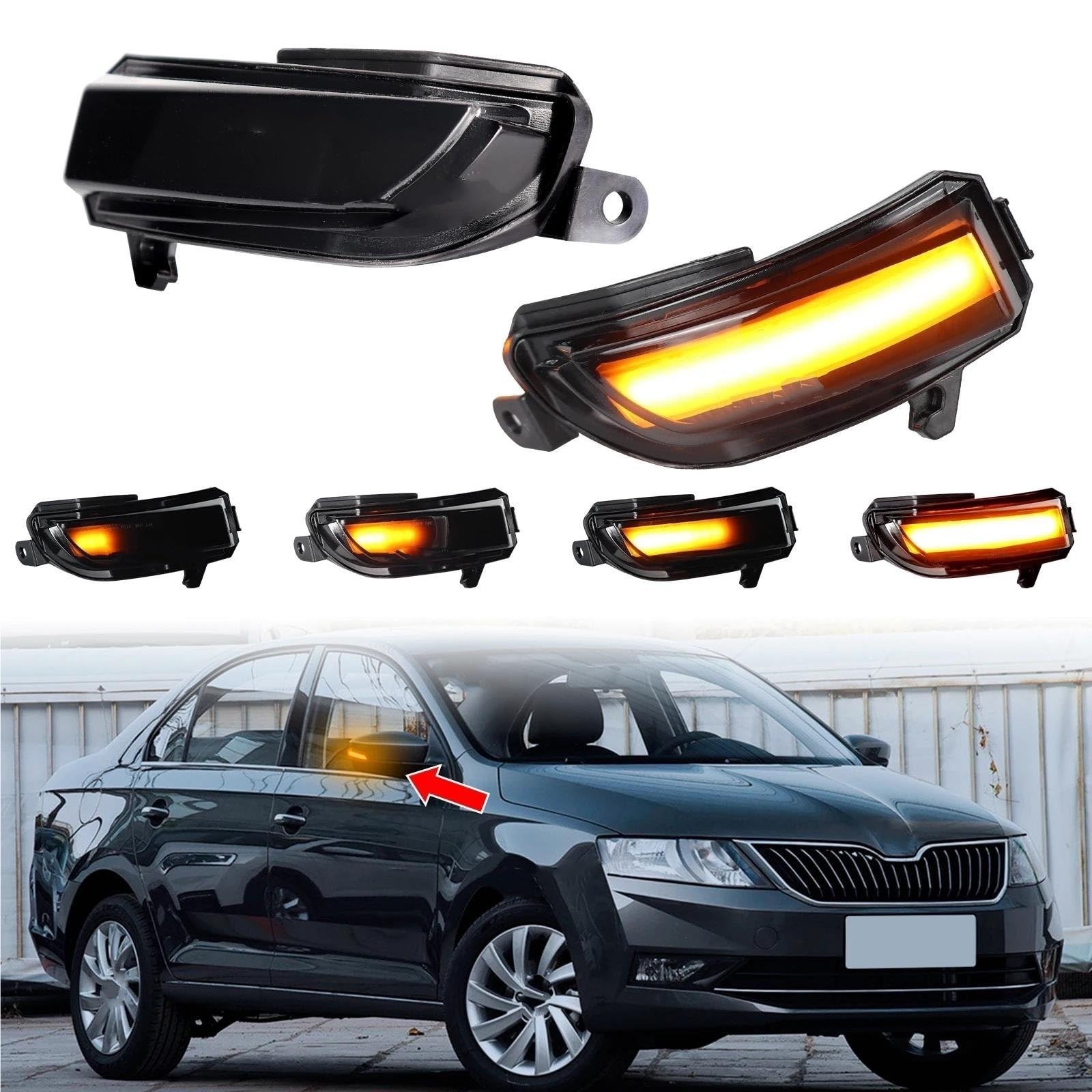 Intermitentes Laterales LED Intermitente LED Dinámico Espejo Retrovisor Señal Giro Lámpara Secuencial para Skoda para Fabia 2014-2019 para Rapid 2017-2020