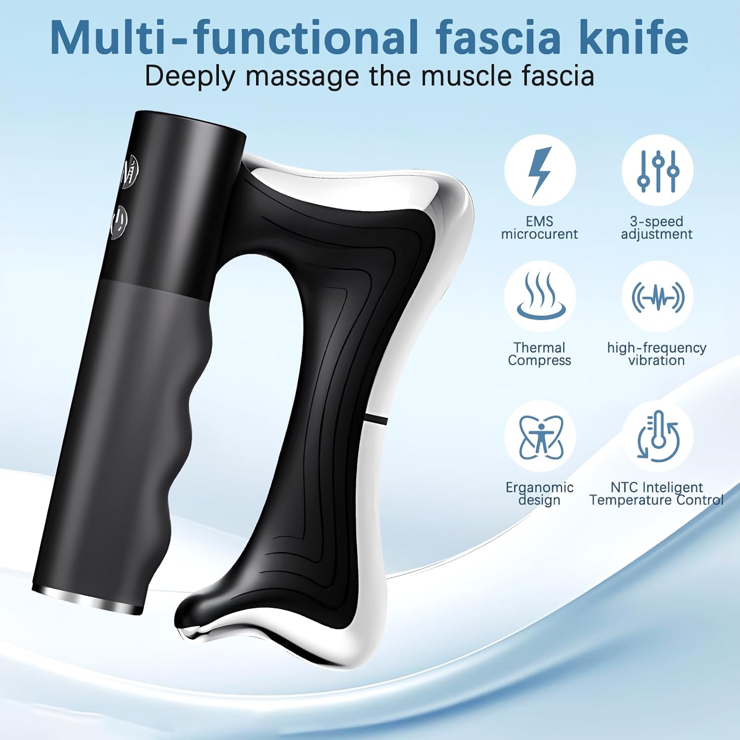 Heated Muscle Scraper Tool, Electric Muscle Scraper Tool with Vibration, Massage& Heat, Portable Gua Sha Massager for Full Body Muscle Recovery, Fascia Tool Massage Tools for Deep Tissue - Image 2