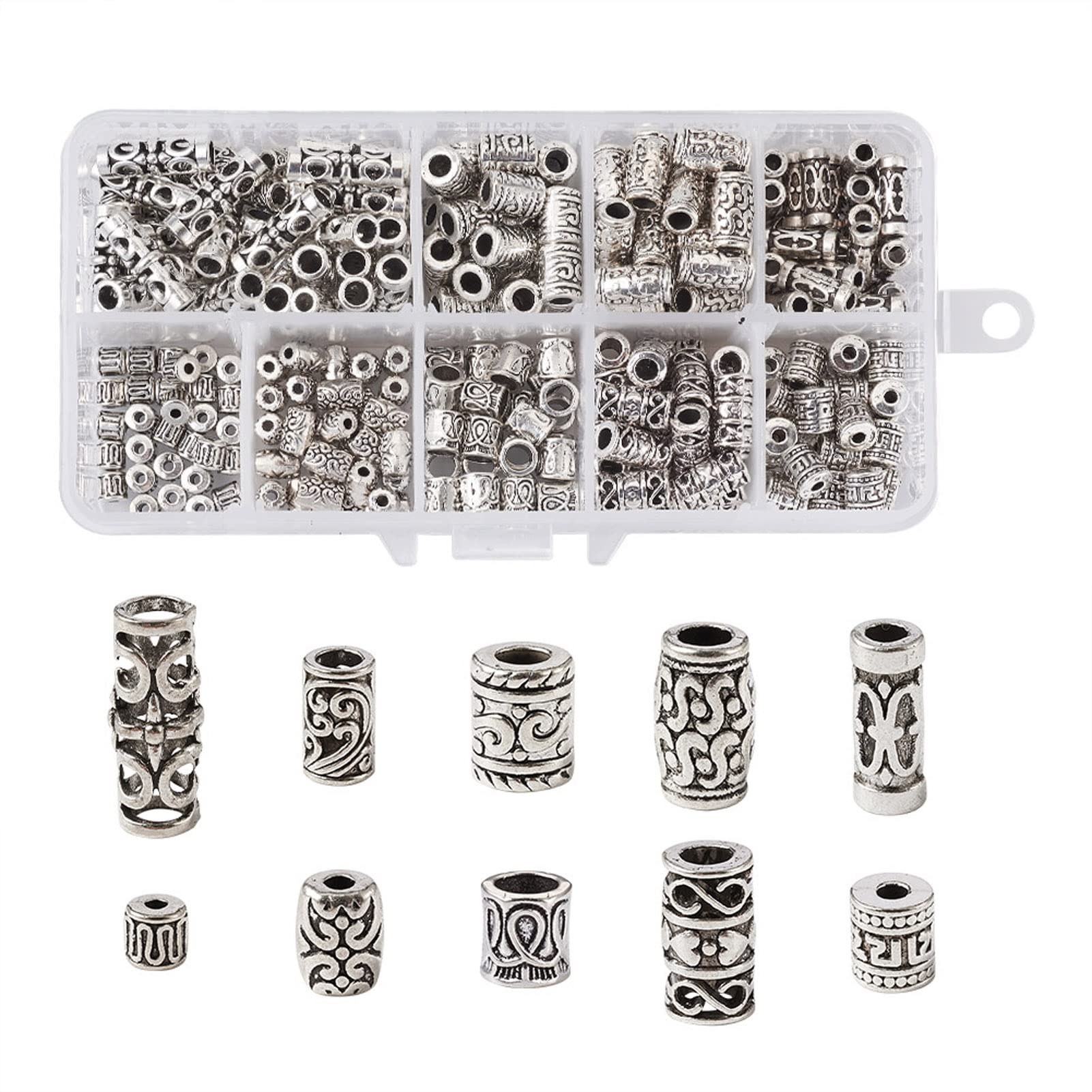 Spritewelry 300Pcs Alloy Metal Tube Beads Antique Silver Spacer Beads Metal Loose Beads for Jewellery Making Necklace Bracelet Sewing Craft — image 1