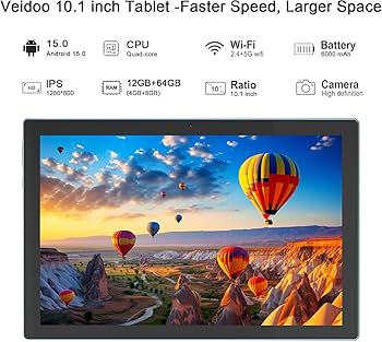 Android 15 タブレット 10.1インチ 12GB+128GB Amazon.com : Android 15 Tablet, 10 inch 12GB RAM+64GB ROM
